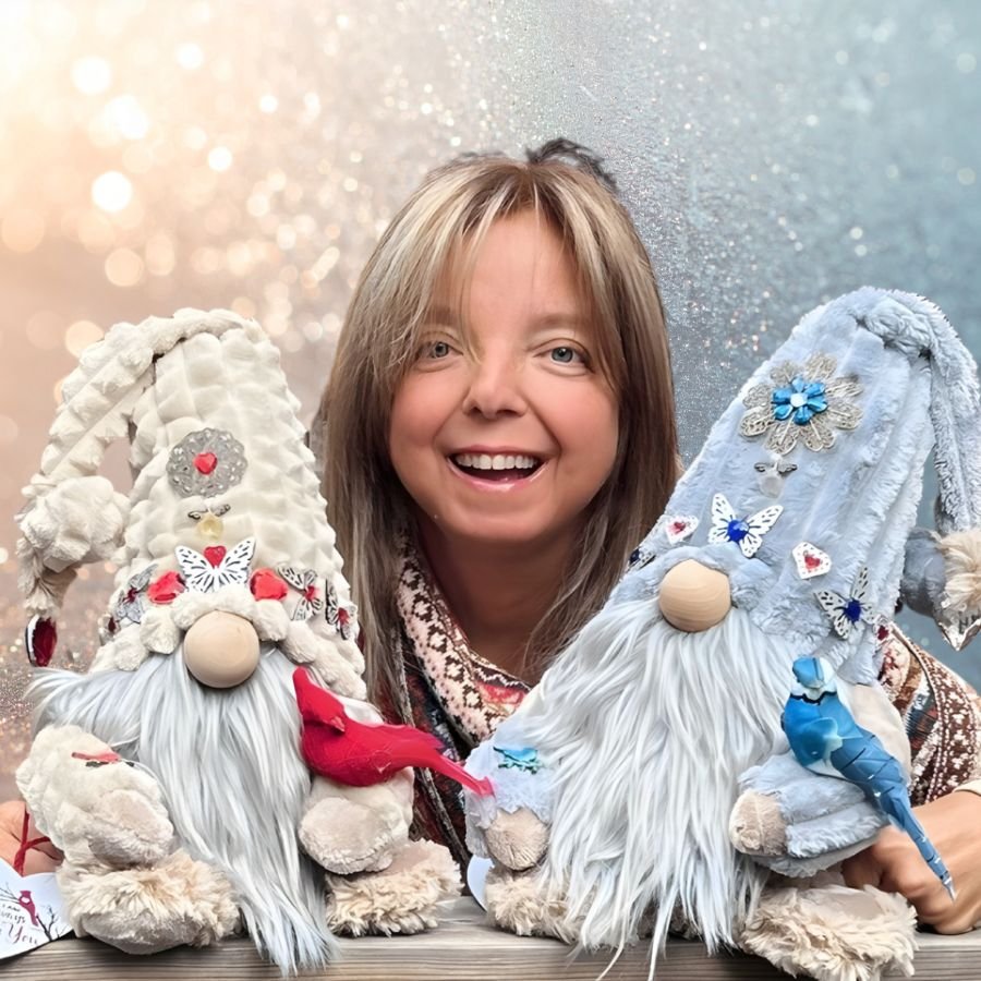 antonina with christmas gnomes